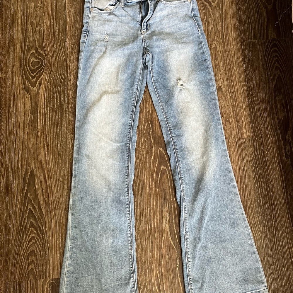 Sneak Peek Blue Flare Wide Leg Jeans